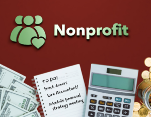 See the heading Nonprofit and money and a calculator below it and a notepad with tasks written