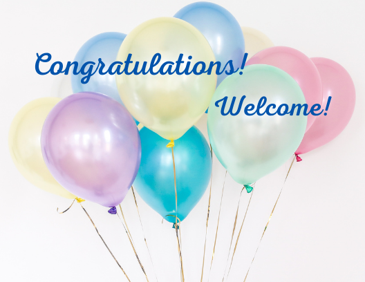 Congratulations Welcome and balloons