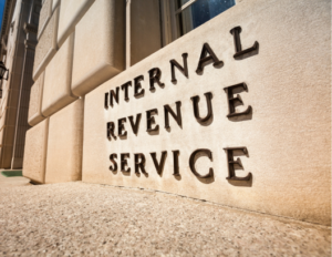 a photo of a building with a sign that says Internal Revenue Service