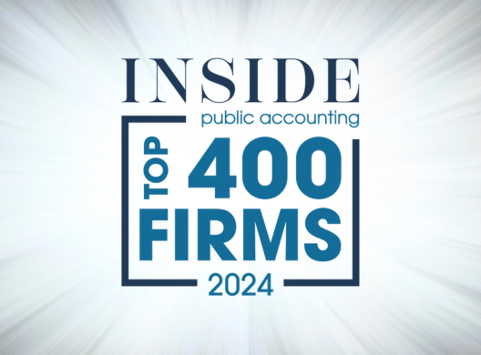 Inside Public Accounting Top 400 Firms 2024 logo on a starburst blue adn gray background