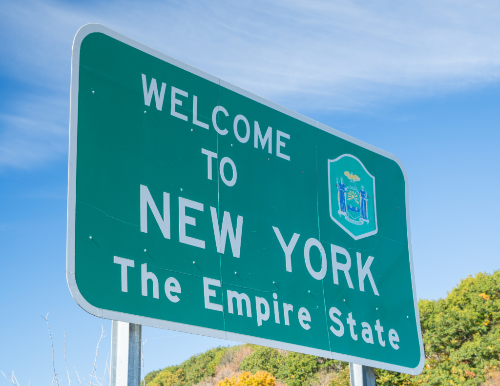 Welcome to New York road sign