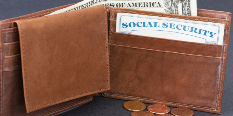 wallet with money and social security card