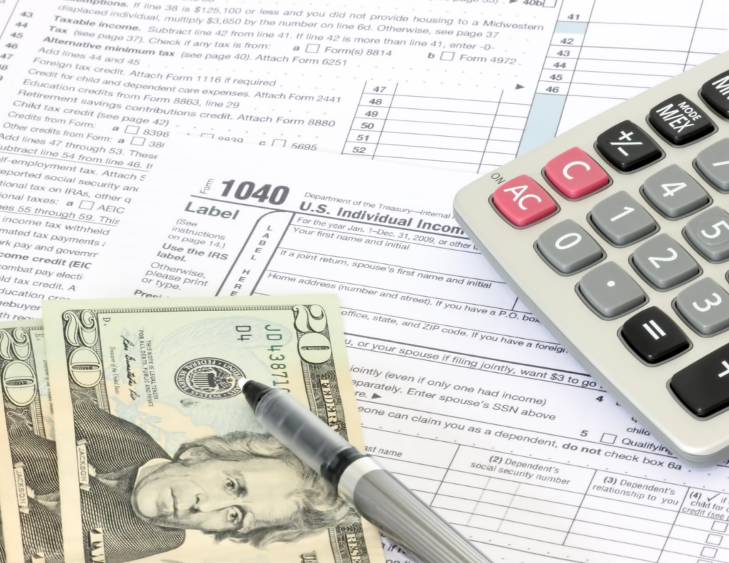 money calculator and tax form 1040